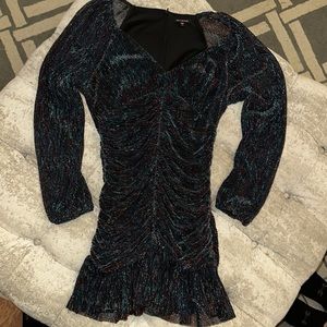 Skies are blue long sleeve dress very flattering.